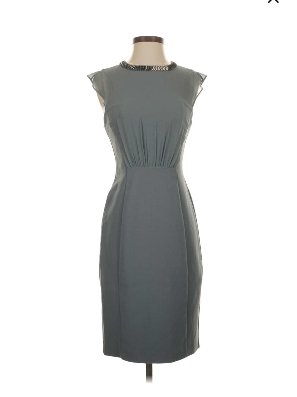 Reiss Midi Sheath Dress with Beaded Collar Size 2